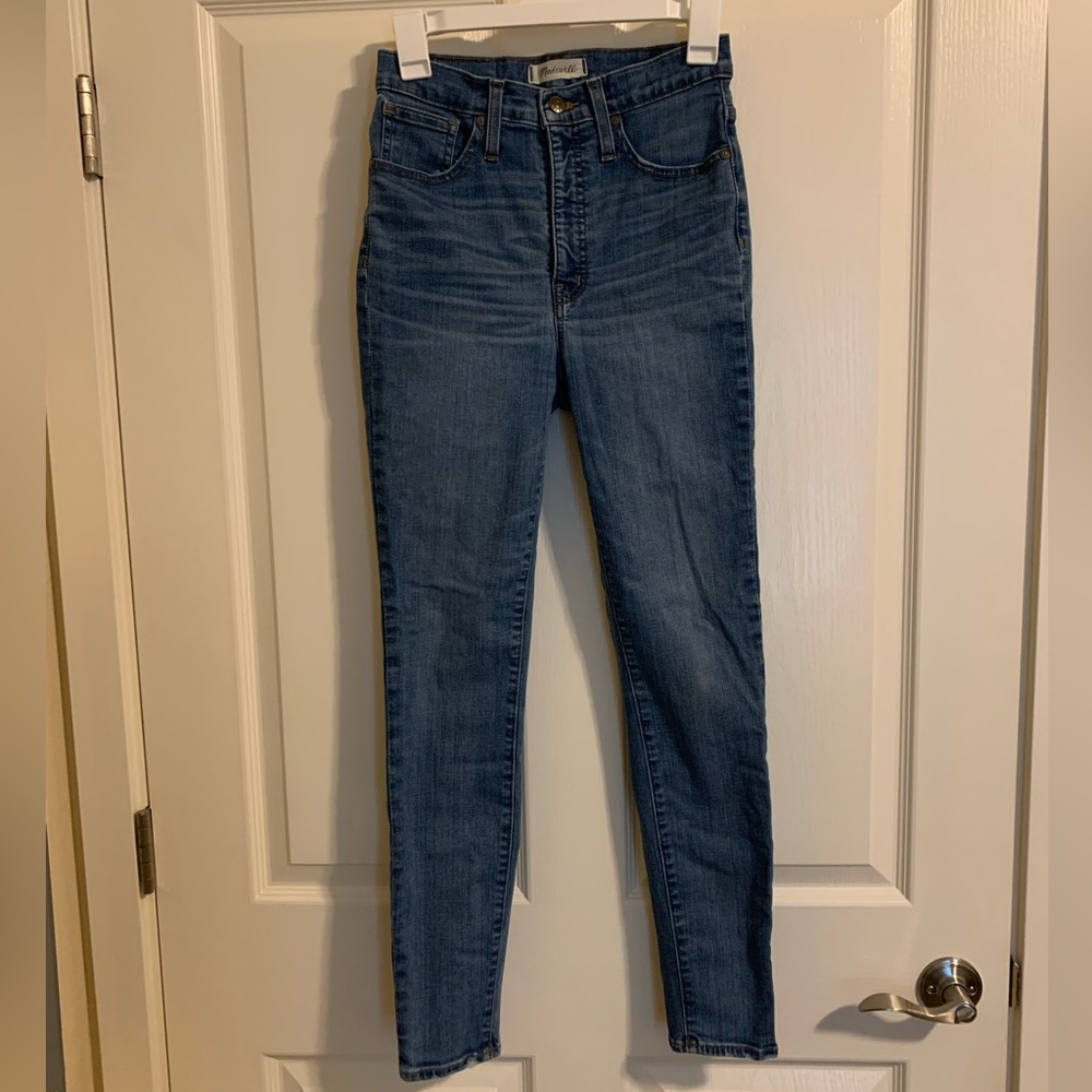 Medium wash Madewell high rise skinny jeans